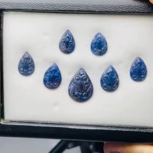 Zafiro azul natural tallado en forma de pera, 7 piezas, calidad y brillo AAA, solo calentado, con excelente color, corte y pulido perfectos. - Product Image 5