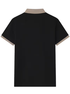 Men's Black Oxford for Shirt Short Sleeve Solid Color Casual Breathable Plain Dyed Knitted Fabric Regular Length - Product Image 3