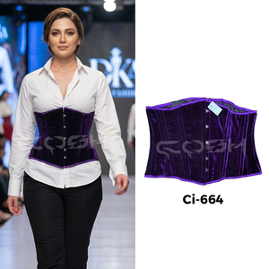 คอร์เซ็ทกำมะหยี่สีม่วงแบบรัดใต้อกพร้อมขอบผ้าซาตินสีม่วง - Product Image 5