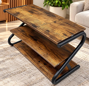 Meuble de rangement d'entrée en forme de Z, style industriel moderne, avec plateau en bois et structure métallique, vente en gros, direct usine - Product Image 6
