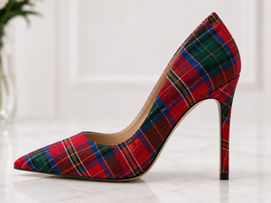 Escarpins de luxe pour femmes, à talons aiguilles, motif tartan écossais spécial, pour mariage et soirée, personnalisables, fabrication OEM/ODM, Pakistan - Product Image 2