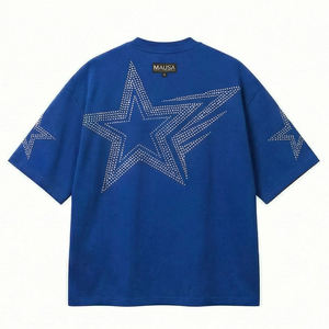 เสื้อยืดผู้ชายประดับเพชรเม็ดใหญ่สีเงินพรีเมียม สไตล์สตรีทแวร์หรูหรา ทรงโอเวอร์ไซส์ - Product Image 2