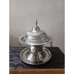 Premium Gold Finished Traditional Serving Dish For Ramadan <b>Eid</b> <b>Gifting</b> & Wedding Decor Handcrafted Arabic Style Brass Date Bowl - Product Image 2