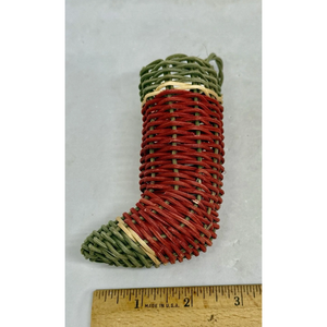 Cesta Decorativa Navideña en Forma de Bota, Tejida a Mano con Mimbre Vintage (Rojo, Verde y Natural) para Decoración Rústica Navideña - Product Image 5