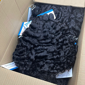 Nueva textura de vapor, extensión de cabello humano rizado birmano, cabello procesado vietnamita, cabello de trama de color negro natural - Product Image 3