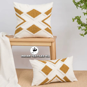 Housse de coussin carrée style nordique bohème ethnique 2026, technique tissée, brodée, touffetée, vintage, écologique, personnalisable, OEM, vente en gros - Product Image 1