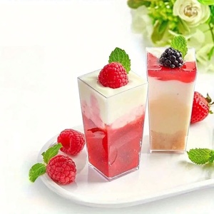 Vaso de Plástico Cuadrado de 100 ml de Calidad Premium con Tapa Opcional para Postres, Parfaits, Mousse, Cheesecake, Yogur y Pudín - Product Image 1