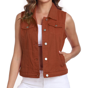 Chaleco Vaquero Elegante para Mujer, Chaqueta sin Mangas, Ropa Urbana Moderna, Cierre de Botones Ecológico, Atuendo a la Moda, Corte Clásico Moderno y Ajustado - Product Image 1