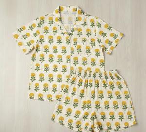 Conjunto de Pijama de Algodón Casual para Mujer, Estampado Floral Sólido, Hecho a Mano, Manga Larga, Cuello en V, Cierre de Botones, Bordado a Máquina, Primavera - Product Image 6