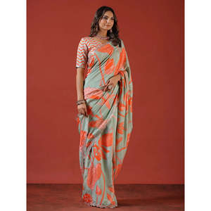 RV Creation Designer Pista Saree de mujer con bordado de secuencia Trabajo en el borde sin coser - Product Image 5