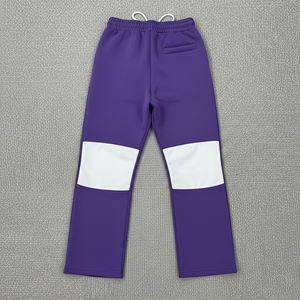 Pantalon de survêtement tricoté décontracté pour homme, bicolore violet et blanc, taille élastique avec cordon de serrage, respirant, pour l'automne, vente en gros - Product Image 5