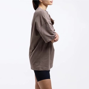 Camiseta de Manga Corta Holgada para Mujer, Cuello Redondo, Hombros Caídos, Secado Rápido, Transpirable, Cachemira Orgánica con Bordado, Precio Bajo - Product Image 3