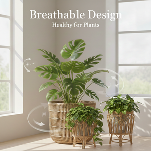 Pot de fleurs carré en rotin naturel, fait main, écologique, panier à plantes pour l'intérieur et l'extérieur, décoration pour la maison et le jardin, vente en gros - Product Image 4