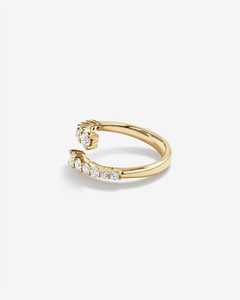 แหวนทองคำ 18K คลาสสิกทรง Eternity ประดับเพชรทรง Brilliant Cut แบบ Prong Setting ได้รับการรับรองจาก IGI แหวนหมั้นสำหรับผู้หญิงแบบปลายเปิด - Product Image 2