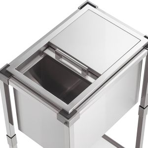 Rolling Ice Chest Cooler Cart 18"L X12"W X14.5"H <b>Stainless</b> <b>Steel</b> 29.6 Quart Outdoor Stand Cooler Trolley Sliding Lid Model - Product Image 1
