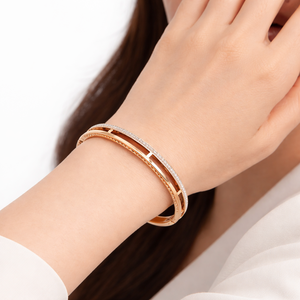 18ct Rose Gold Diamond Slim <b>Bangle</b> <b>Bracelet</b> for Women Minimalist Classic Stackable Fine Jewelry Wedding Party Daily Wear Gift - Product Image 4