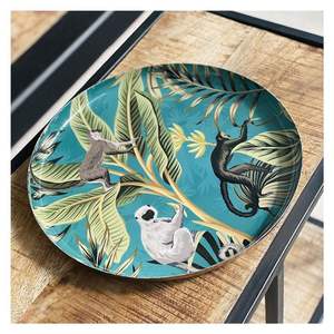 Plateau en métal émaillé fait main, imprimé guépard jungle, plateau rond pour servir les aliments, plateau décoratif pour la cuisine, plateau de luxe pour la table basse, décoration de la maison - Product Image 3