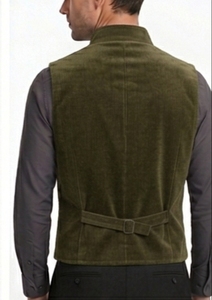 Chaleco de pana para hombre con cuello mandarín, cierre de botones y manga larga - Product Image 6