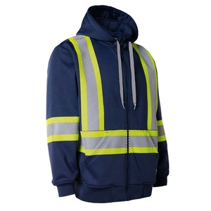Sudadera con capucha reflectante de alta visibilidad personalizada, tiras brillantes, diseño duradero para seguridad y trabajos de construcción - Product Image 1