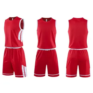 High Quality Basketball Uniform Comfortable Half Sleeve Basketball Uniform Sets Best Design In Red Color Basketball Uniform