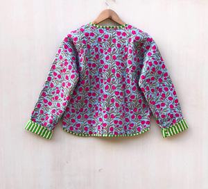 Veste matelassée réversible à imprimé floral bohème pour femme, imprimée à la main, style indien vintage, manches longues, en coton, pour l'hiver - Product Image 5