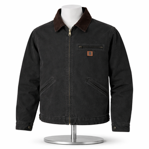 Chaqueta de Trabajo Vintage JK1202 de Lona – Abrigo de Trabajo para Hombre con Cierre Frontal a Prueba de Viento y Cuello de Pana - Product Image 1