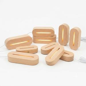 Artistic Gifts Modern LED Wooden Lamp Base with Personalized Oval Design USB Touch Control & Dimmable Warm White Light - Product Image 3