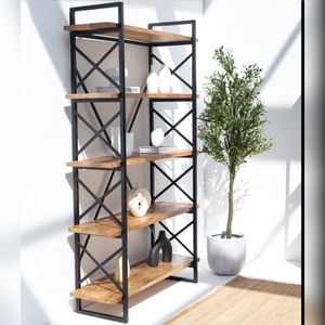 Librería Vandana Vesta Lunaris de Madera de Mango, Mueble de Almacenamiento Moderno de Madera Sólida con Diseño Minimalista - Product Image 4