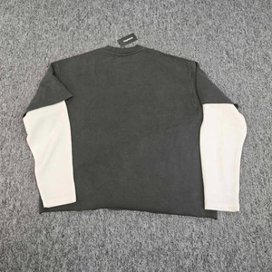 Camiseta de Manga Larga para Hombre, Estilo Oversize, Estampado Personalizado, Estilo Urbano, Cuello Redondo, Vintage, Lavada, Unisex - Product Image 2