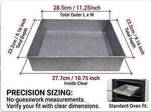 Aluminium Coated Bread Mould Baking <b>Cake</b> Brownie Silver Square Baking Tray Pan 12 X <b>10</b> X 2.5 <b>Inch</b> Heavy Duty Oven Safe - Product Image 4