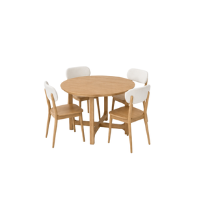 Ensemble de salle à manger rond en teck organique moderne ARTERRA Premium, table et chaises courbées pour villa, restaurant, café - Product Image 1