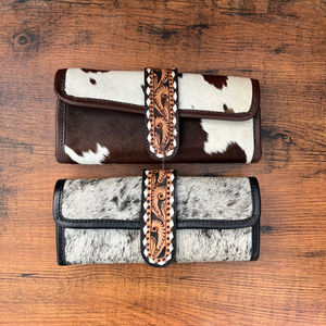 กระเป๋าเครื่องประดับม้วนหนังวัวสำหรับผู้หญิงกระเป๋าเครื่องประดับพับได้มีซิปกระเป๋าใส่เครื่องประดับสำหรับสร้อยคอต่างหูแหวนจัดเก็บเครื่องประดับสำหรับเดินทาง - Product Image 2