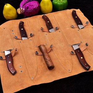 Juego de Cuchillos de Chef de 7 Piezas de Acero de Damasco Forjado a Mano, Cuchillos de Cocina Profesionales con Mango de Madera Ambidiestro, Juego de Cuchillos para Exteriores - Product Image 2