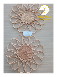Green Vintage Handmade Rattan Round Charger <b>Plate</b> Placemat Eco-Friendly Floral Table <b>Mat</b> for Wedding Dining Decor - Product Image 3