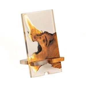Support de téléphone en bois fait main avec résine époxy, support de téléphone portable en bois naturel, support de bureau pour smartphone, pour la maison et le bureau, Craftera Exports - Product Image 1