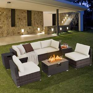 <b>Outdoor</b> PE Rattan Sectional Sofa Set with <b>Waterproof</b> Comfort <b>Cushions</b> and Matching Table from Vietnam - Product Image 2