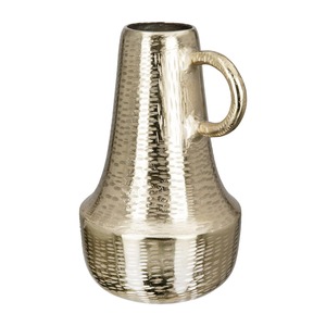 Vase de table en métal contemporain, design élégant et discret, avec trou décoratif, fait main, couleur beige - Product Image 2