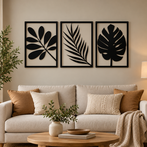 Handcrafted Botanical <b>Wall</b> <b>Art</b> Set of 3 Black Framed <b>Leaf</b> <b>Wall</b> Decor Wholesale OEM ODM Bulk - Product Image 1