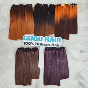 ผมกูกู เวอร์จิ้น โบน สเตรท เวฟ ขนาด 6 ถึง 40 นิ้ว สีแดงไวน์  สีสั่งทำพิเศษ  แบบเย็บสองชั้น ผมเวียดนามแท้ คุณภาพเยี่ยม - Product Image 5