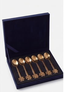 Cucharas de Té Vintage de Latón con Diseño Floral en el Mango, Juego de Cubiertos Metálicos Pulidos a Mano, Resistentes al Óxido, Cucharas Decorativas para Servir - Product Image 6