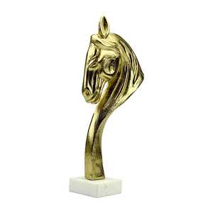 Jaffs Exports 36cm H X 8cm W X 16.5cm L Golden Aluminium Horse Head Sculpture Artistic Figurine Handmade Contemporary Tabletop - Product Image 4