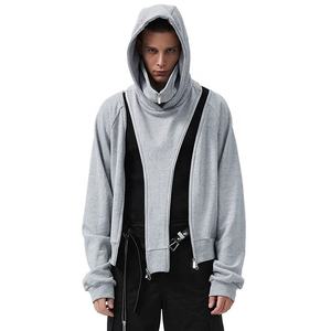 <b>Y2K</b> <b>Streetwear</b> Fashion Oversized Hooded Stylish Zipper Hoodies for Men Custom Logo Winter Hip Hop Symmetrical Unisex Sweatshirts - Product Image 1