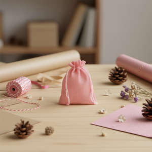 Set di 3 Sacchetti Regalo Ilan Rosa 10x15 Cm in Finta Iuta per Regali - Product Image 3