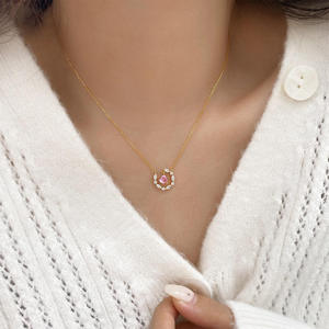 Collier pendentif en zircon taille marquise AMBER JEWELS, argent 925, chaîne en argent plaqué, unisexe, classique, à porter au quotidien - Product Image 4