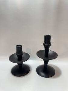 Modern Matte <b>Black</b> Aluminium Candle <b>Holders</b> Set 2 Wide Saucer Drip Tray Taper <b>Candlestick</b> Stands Minimalist Centerpiece Decor - Product Image 2