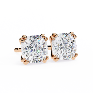 Boucles d'oreilles uniques à 4 griffes, serties de diamants de laboratoire taille coussin E VS 1 carat chacun, en or 14K, certifiées IGI, idéales pour cadeau, fête et anniversaire - Product Image 4