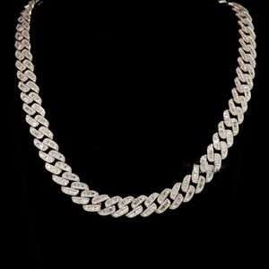Cadena cubana de plata 925 con diamantes de moissanita VVS, corte baguette, estilo hip hop de lujo, engaste hecho a mano, para uso unisex. - Product Image 1