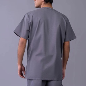 Women <b>Blue</b> Woven <b>Scrub</b> Set Cotton Polyester Hospital Uniforms V-Neck Top Pants Breathable Stretch for Medical Workers - Product Image 2