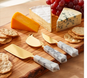 <b>Cheese</b> <b>Knife</b> <b>Set</b> With Marble Handle Gold Stainless Steel <b>Cheese</b> Tools Serving Cutlery For <b>Cheese</b> Serving Use And Hotel Use - Product Image 6