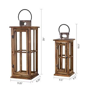 <b>Rustic</b> Wooden Display Lantern with Openable <b>Door</b> Farmhouse Decorative Candle Holder Lantern for Home Wedding Decor - Product Image 2